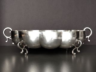 Mexican Sterling Silver Sanborns Large Footed Scalloped Bowl.  Heavy photo
