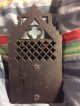 Ornate Brass Cast Iron Wall Mount Match Box Holder With Hinged Lid Hearth Ware photo 4