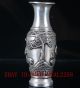 Old Silve Copper Hand Carved “god Of Longevity & Deer” Vase W Qianlong Mark 寿星 Vases photo 3