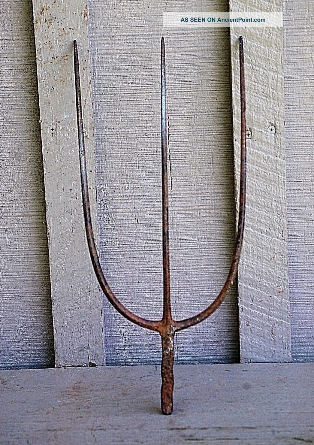 Antique Primitive Steel 3 Tine Hay Pitch Fork Head Farm Tool Country