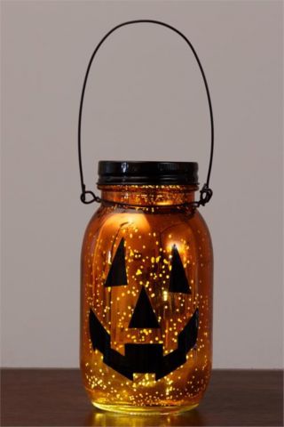 Pumpkin Mercury Glass Jar With Led Lights / Fall Decor photo