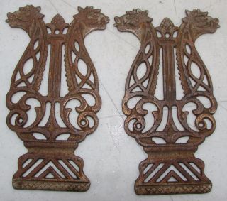 Cast Iron Gargoyle Lyre Emblems Antique Chicago Cottage Pump Organ Foot Pedals photo