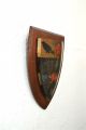 Antique Armorial Wall Shield Plaque Coat Of Arms Metal & Oak Ravens Other Antique Woodenware photo 1