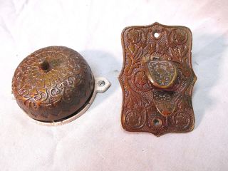 Antique Connells Brass Door Bell Patent 1873 Ornate photo