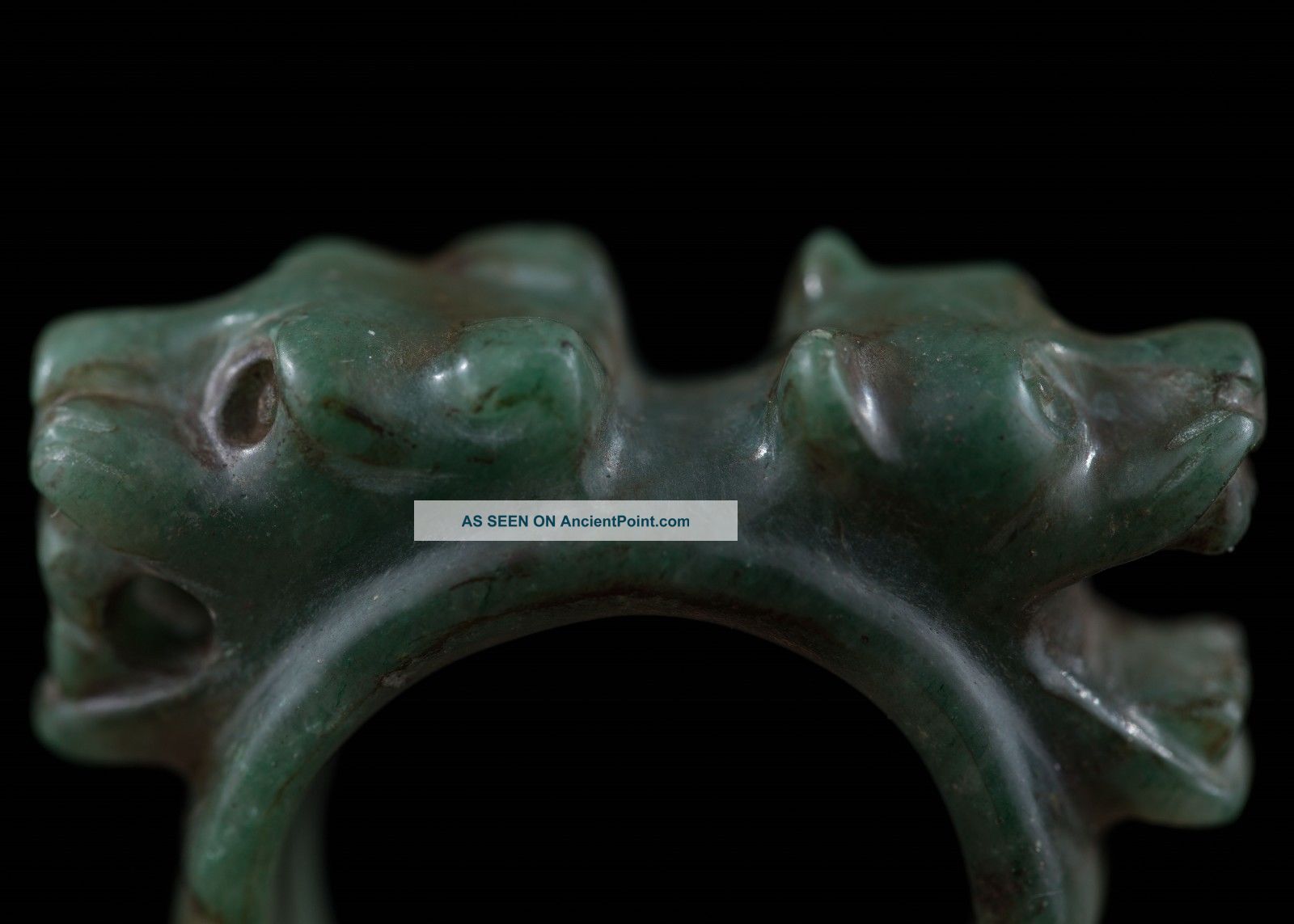 Aztec Stone Jaguar Finger Ring - Antique Pre Columbian Style Statue - Mayan The Americas photo
