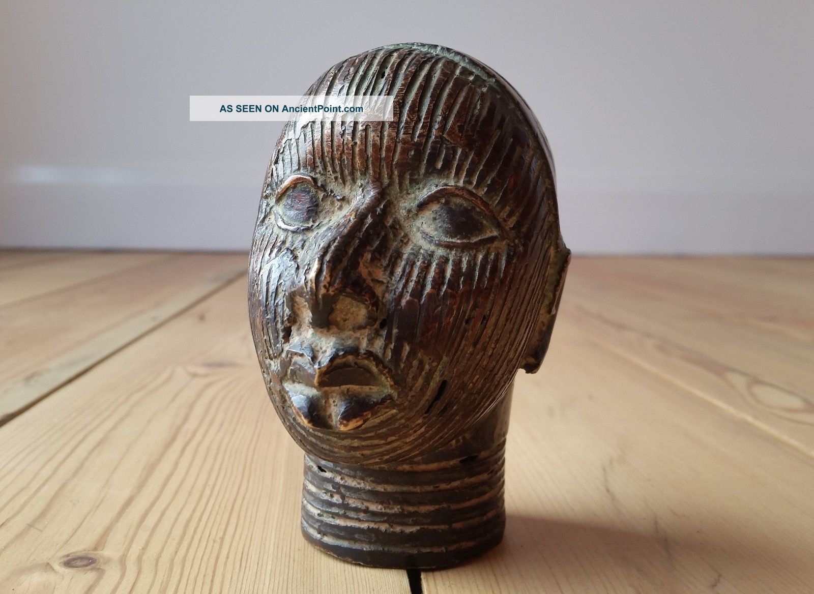 African Tribal Ife Bronze King (oba) Head Figure Nigeria Other African Antiques photo