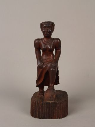 An Unusual Antique Cuban Carved Wood Female Figure. photo