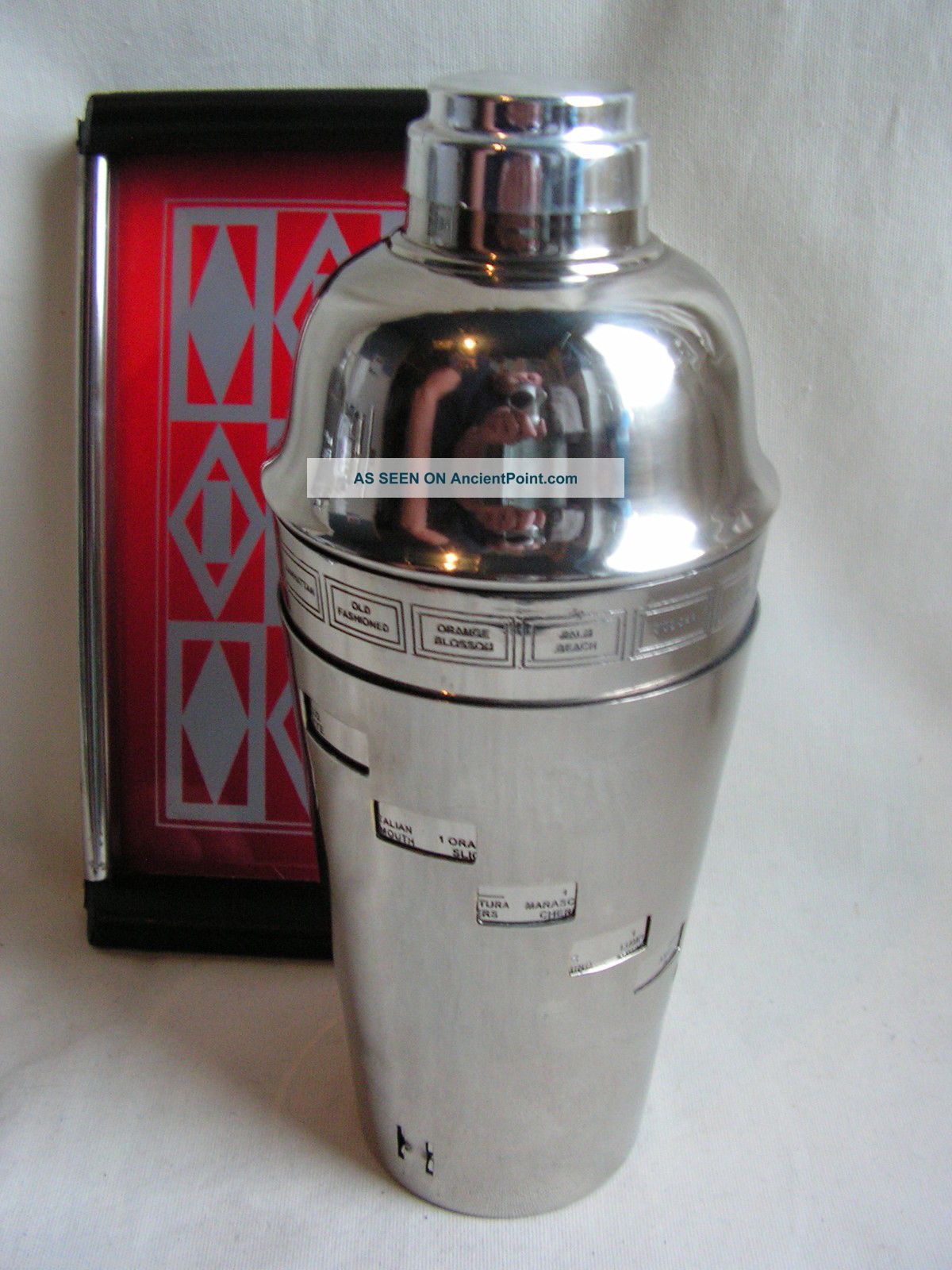 1930 Art Deco Novelty Cocktailshaker With Recipes Sterling Silver Plated Rare Art Deco photo