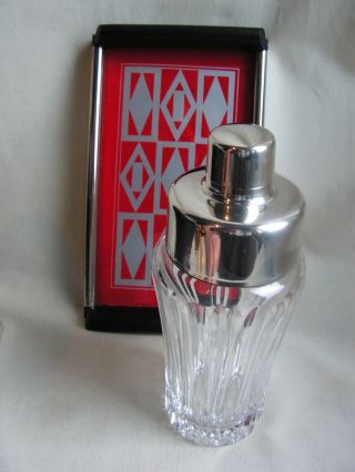 1930 Art Deco Wmf Crystal Cocktailshaker With Sterling Silver Plated Top Rare photo