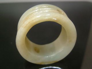 Bigge Antique Chinese Celadon Nephrite Old Jade Archer ' S Thumb Rings “wave” photo