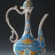 Chinese Cloisonne Handwork Carved Flowers Inlaid Zircon Teapot Teapots photo 2