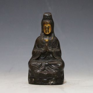 Chinese Bronze Gilt Hand - Carved Kwan - Yin Statue photo