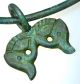 Roman Bronze Neck Torc With Fish ' S Heads Shaped Pendant Amulet Roman photo 2