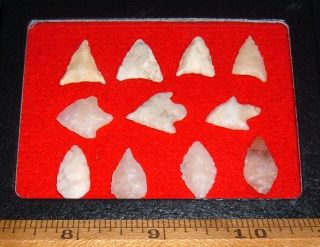 (11) Select Mini Sahara Neolithic Points W/case,  Prehistoric African Arrowheads photo