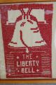 Liberty Bell Sampler Cross Stitch Vintage Red On White Framed 10 