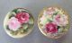 6 Antique Hp Limoges Porcelain Button Studs Portrait Lady Roses Violets Gilt Trm Buttons photo 3