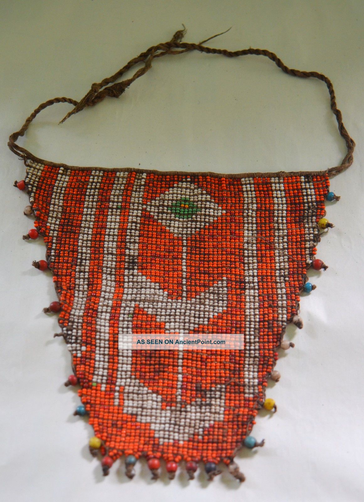 Very Old Kirdi Glass Beaded Triangle Panel Apron Cache Sexe Cameroon African photo