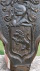 19thc Pr Gothic Black Forest Oak Fireside Bellows With Knight & Lion Other Antique Woodenware photo 3