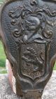 19thc Pr Gothic Black Forest Oak Fireside Bellows With Knight & Lion Other Antique Woodenware photo 4