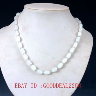 Chinese Natural Jade Hand - Carved Jade Necklace Qw0385 photo