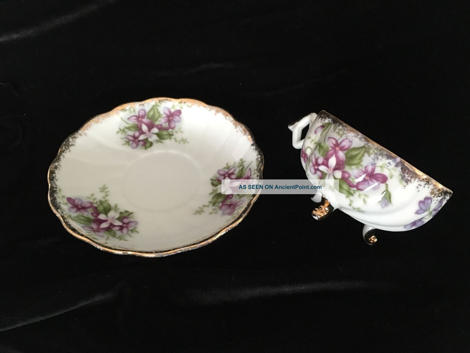 Vintage Old Trimont Ware China Hand Tea Cup With Feet And Saucer Japan Rare Cups & Saucers photo
