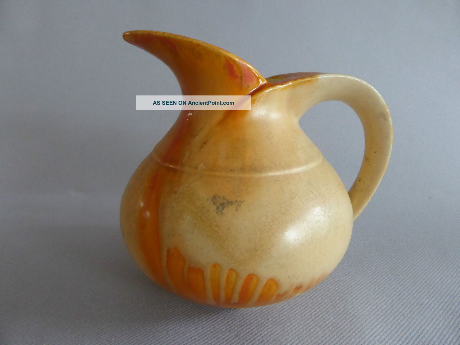 Lovely Vase Jug Seventies Thulin Orange Belgium Drip Glaze Pottery Belgian Art Vases photo
