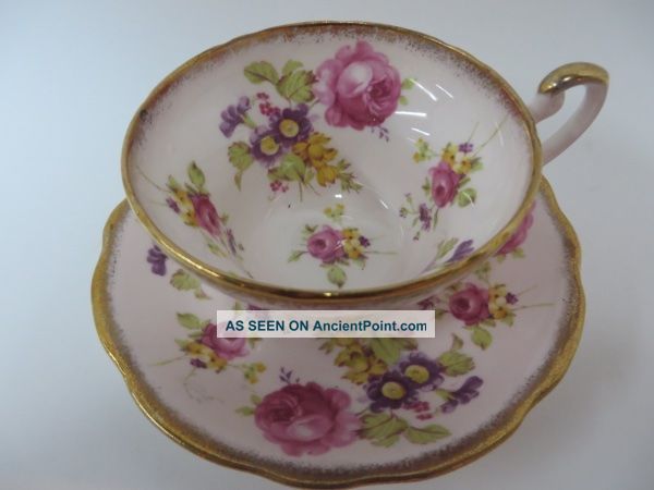 E.  B.  Foley Teacup & Saucer Pink Chintz Style Cups & Saucers photo