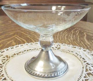 Vintage Duchin Creations Sterling & Etched Crystal Compote Candy Dish photo