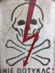 Antique Warning Sign ' High Voltage ' Made In Poland Porcelain Sign Skull Motif Signs photo 3