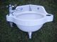 Vtg 1950s Small White Porcelain Boat Ship Corner Lavatory Sink Maritime Salvage Other Maritime Antiques photo 4