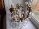 French Antique Vintage Ornately Bronze Crystals Chandelier 4 Light Patina Chandeliers, Fixtures, Sconces photo 9