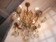 French Antique Vintage Ornately Bronze Crystals Chandelier 4 Light Patina Chandeliers, Fixtures, Sconces photo 1
