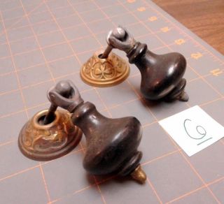 2 Antique Victorian Teardrop Drawer Pulls With Knuckle Joint Circa 1890 photo