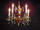 Antique French 5 Arm 5 Light Oxblood Empire Brass Cut Lead Crystal Chandelier Chandeliers, Fixtures, Sconces photo 4