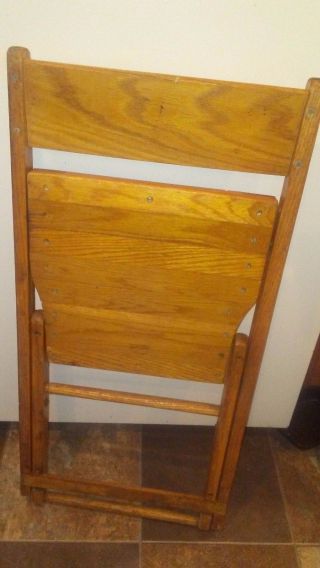 Antique Vitg Oak Slat Wood Folding Chair Snyder Chair Co.  Usa photo