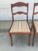 Antique Victorian Upholstered Rose Carved Back Mahogany Wooden 2 Dining Chairs 1900-1950 photo 2