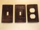 Vintage Uniline Brown Bakelite Switch Plate Covers 2 Light Switches,  1 Plug Switch Plates & Outlet Covers photo 2