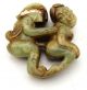Chinese Hongshan Culture Old Green Jade Hand - Carved Man Woman Art Pendant H041 Other Chinese Antiques photo 1