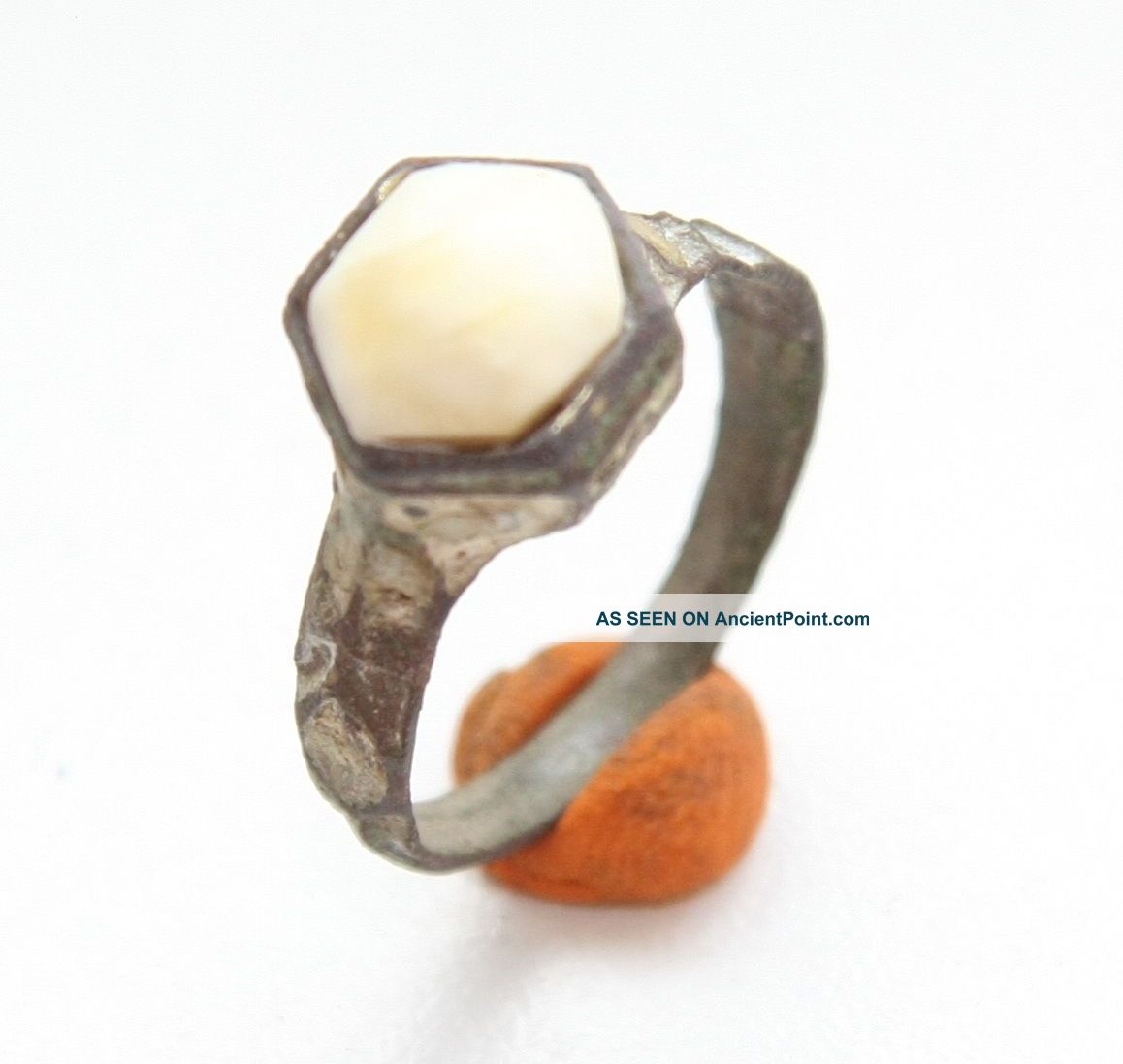 Ancient Medieval Bronze Finger Ring With Amber Inlay (may10) Byzantine photo