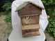 Antique Primitive Old Hand Made Wooden Beehive With 3 Bee Frames Metal Roof Primitives photo 9