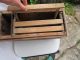 Antique Primitive Old Hand Made Wooden Beehive With 3 Bee Frames Metal Roof Primitives photo 2
