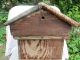 Antique Primitive Old Hand Made Wooden Beehive With 3 Bee Frames Metal Roof Primitives photo 3