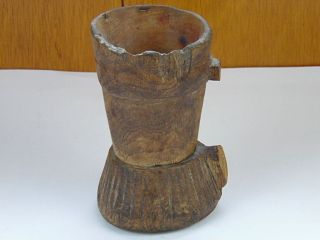 Antique Real Wood Wooden Mug Primitive Rustic Shabby Handmade photo