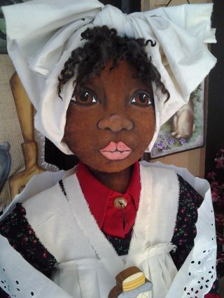 Primitive Black Folk Art Vacuum Cleaner Cover Doll Ooak Hp 57 In. photo