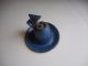 19th C.  Soldered Tin & Painted Finger Lamp W/whale Oil Burner & Snuffer Tin Lid Primitives photo 2