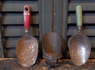 Three Small Primitive Antique Wood And Metal 