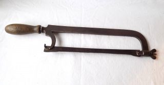 Antique Early 19th Century Surgeons Bone Saw.  Wooden Handle.  All. photo