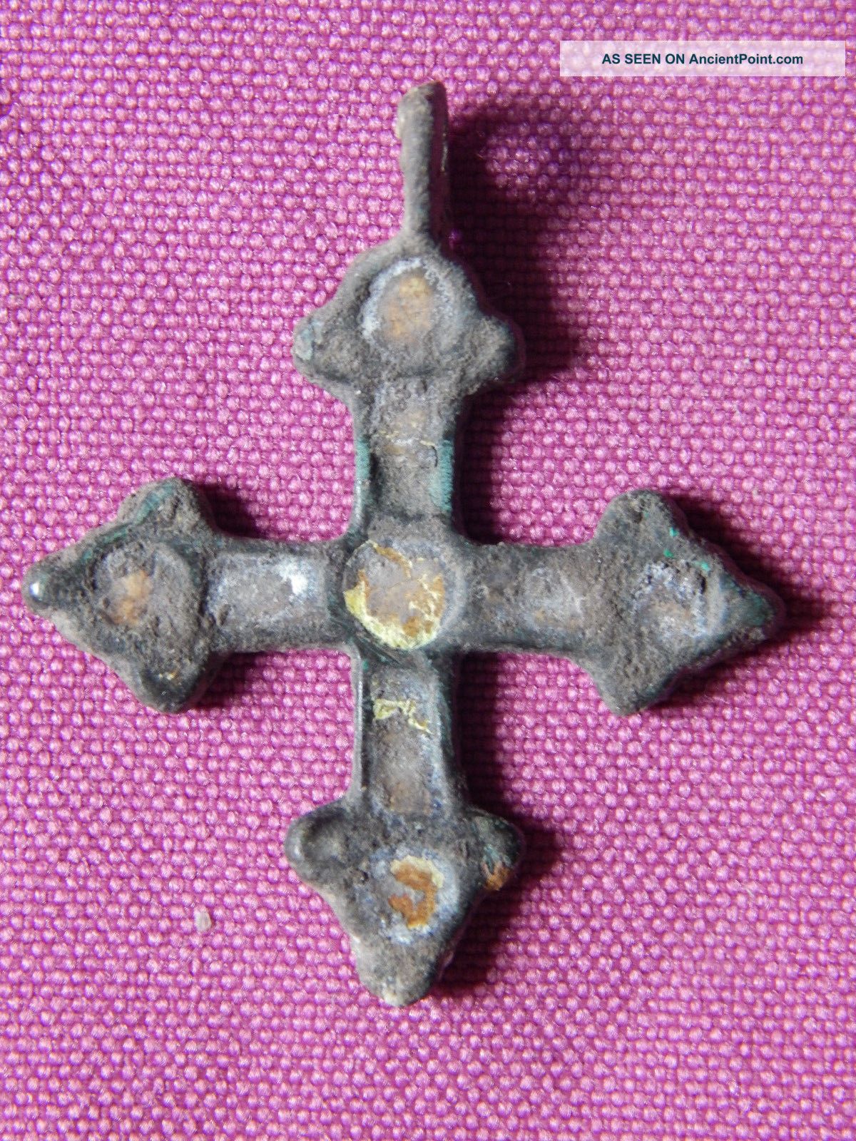 Early Christian Byzantine Bronze Cross With Enamel 10 - 12 Century Ad Byzantine photo