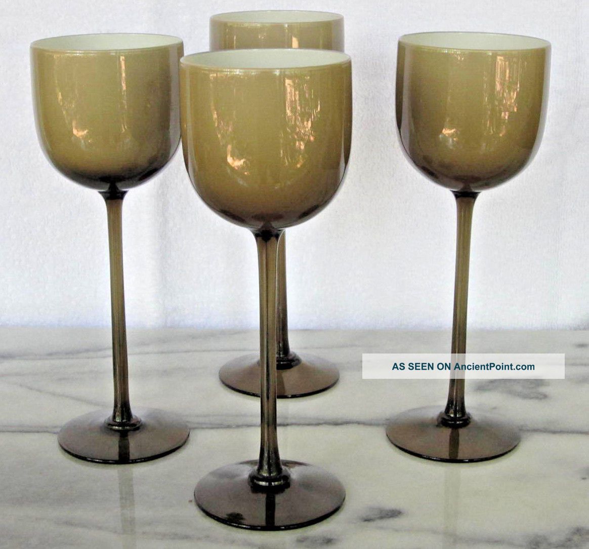 4 Carlo Moretti Murano Mid Century Cased Italian Glass Water Or Wine Tall Goblet Mid-Century Modernism photo