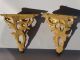 Pair (2) Antique Italian Rococo Style Carved Wood Old Gilt Corbel Wall Shelf Other Antique Woodenware photo 4